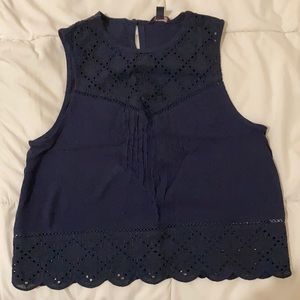 Aeropostale navy sleeveless cropped blouse size XS